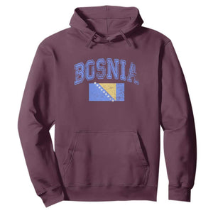 Classic Distressed Bosnia National Flag Varsity Style Hoodie Sports Fan Athletic Graphic