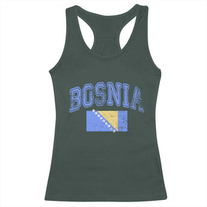 Classic Distressed Bosnia National Flag Varsity Style Racerback Tank Top Sports Fan Athletic Graphic