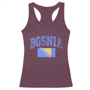 Classic Distressed Bosnia National Flag Varsity Style Racerback Tank Top Sports Fan Athletic Graphic