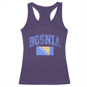 Classic Distressed Bosnia National Flag Varsity Style Racerback Tank Top Sports Fan Athletic Graphic