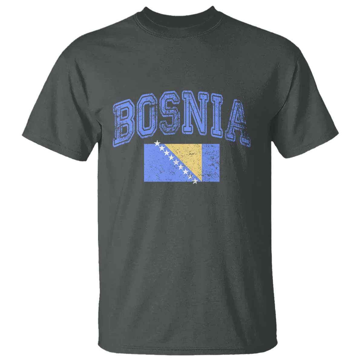 Classic Distressed Bosnia National Flag Varsity Style T Shirt Sports Fan Athletic Graphic