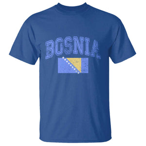 Classic Distressed Bosnia National Flag Varsity Style T Shirt Sports Fan Athletic Graphic