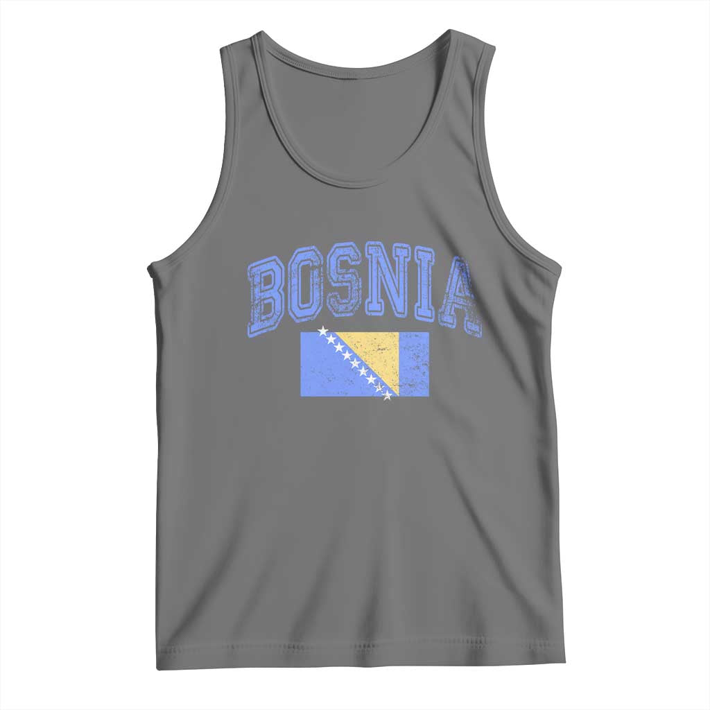 Classic Distressed Bosnia National Flag Varsity Style Tank Top Sports Fan Athletic Graphic