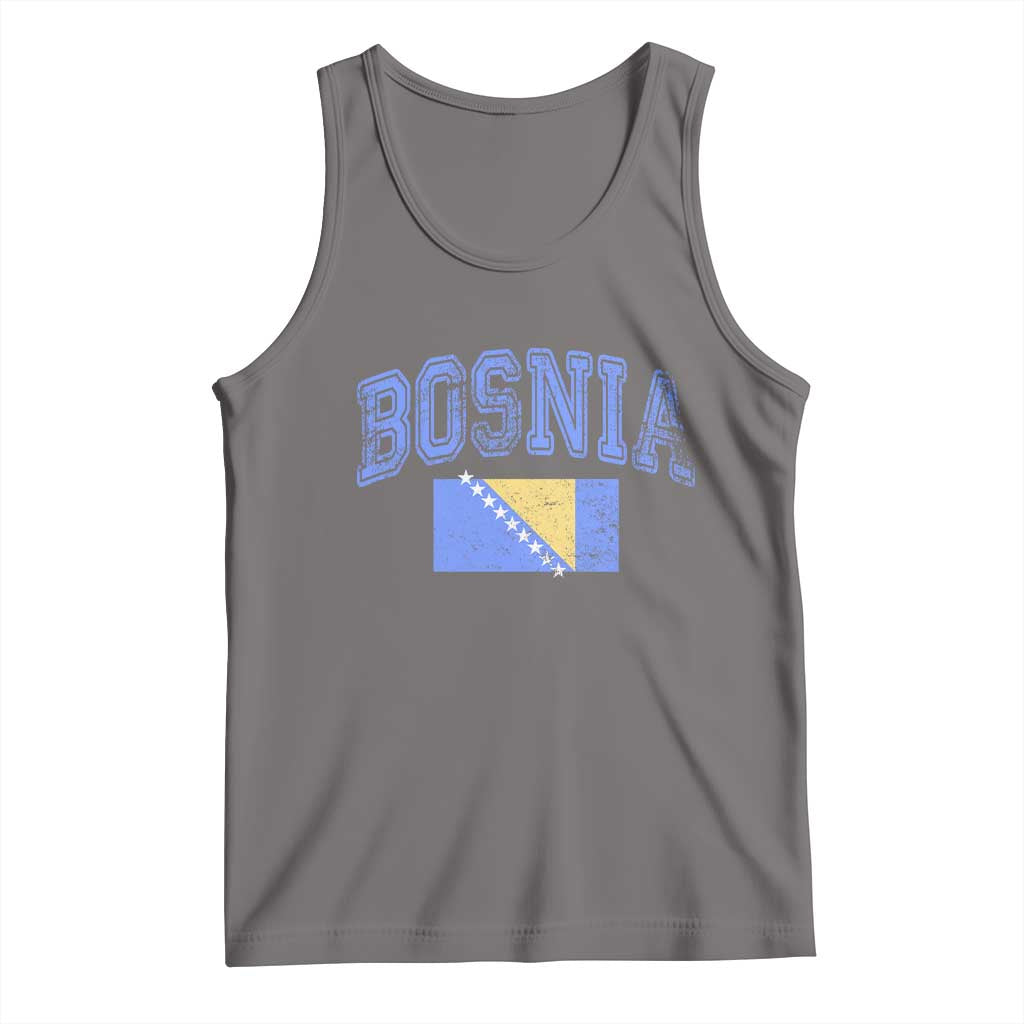 Classic Distressed Bosnia National Flag Varsity Style Tank Top Sports Fan Athletic Graphic