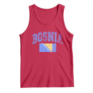 Classic Distressed Bosnia National Flag Varsity Style Tank Top Sports Fan Athletic Graphic