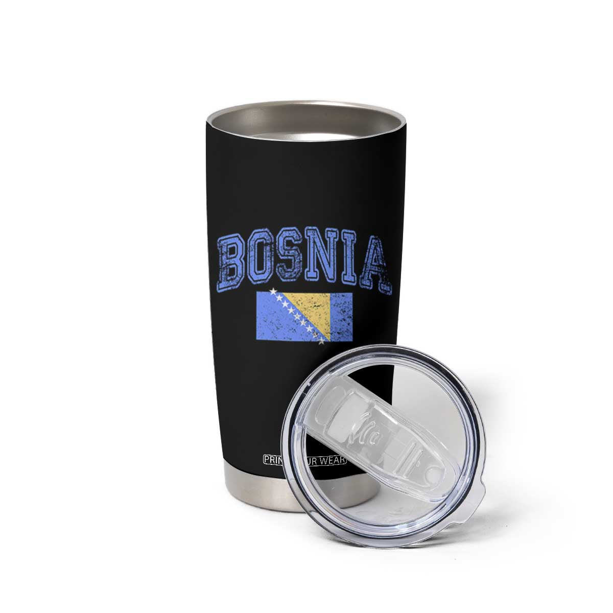 Classic Distressed Bosnia National Flag Varsity Style Tumbler Cup Sports Fan Athletic Graphic