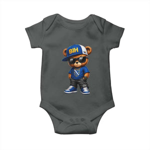 BIH Bosnia Teddy Bear Graphic Baby Onesie Golden Lily Heritage Urban Streetwear Style