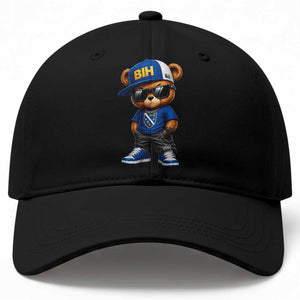 BIH Bosnia Teddy Bear Graphic Baseball Cap Golden Lily Heritage Urban Streetwear Style