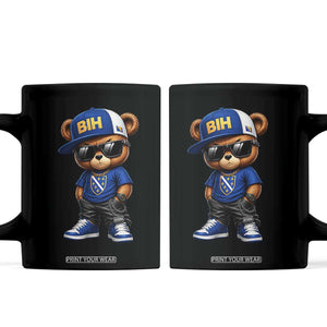 BIH Bosnia Teddy Bear Graphic Coffee Mug Golden Lily Heritage Urban Streetwear Style