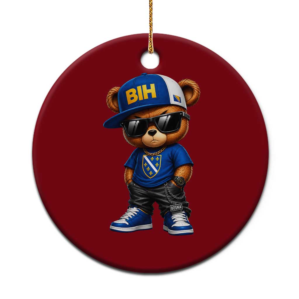 BIH Bosnia Teddy Bear Graphic Ceramic Ornament Golden Lily Heritage Urban Streetwear Style TS02 1pc Red Print Your Wear