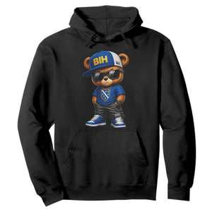 BIH Bosnia Teddy Bear Graphic Hoodie Golden Lily Heritage Urban Streetwear Style