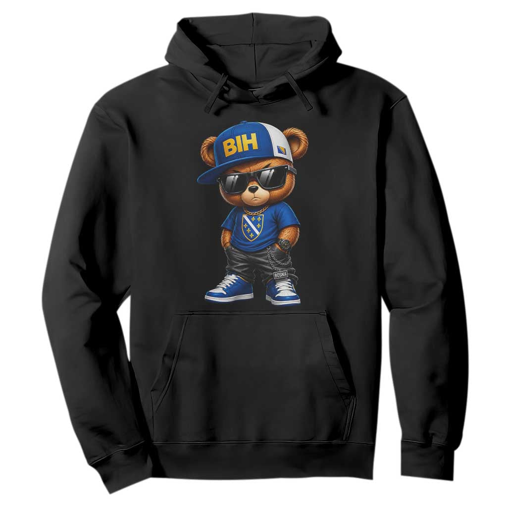 BIH Bosnia Teddy Bear Graphic Hoodie Golden Lily Heritage Urban Streetwear Style TS02 Black Print Your Wear