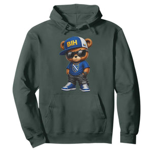 BIH Bosnia Teddy Bear Graphic Hoodie Golden Lily Heritage Urban Streetwear Style