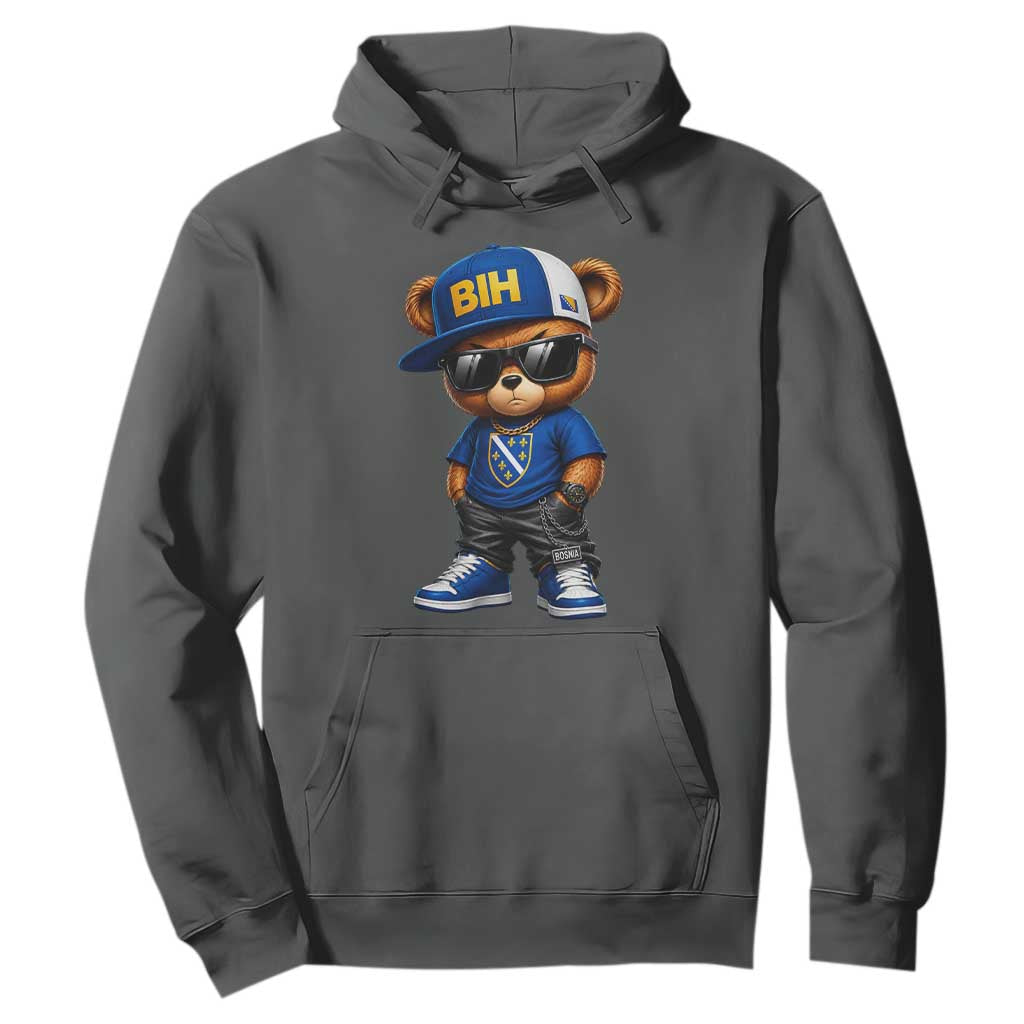 BIH Bosnia Teddy Bear Graphic Hoodie Golden Lily Heritage Urban Streetwear Style