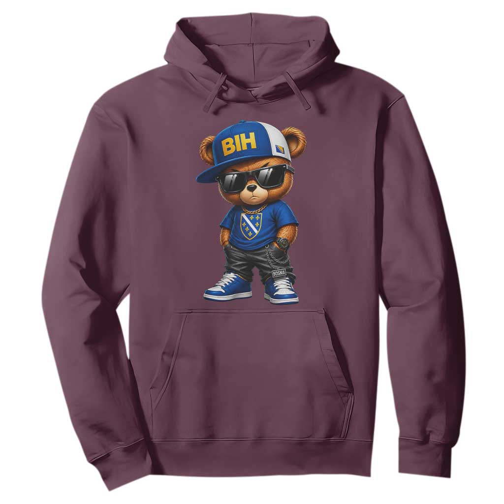 BIH Bosnia Teddy Bear Graphic Hoodie Golden Lily Heritage Urban Streetwear Style