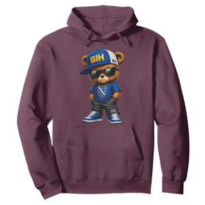 BIH Bosnia Teddy Bear Graphic Hoodie Golden Lily Heritage Urban Streetwear Style