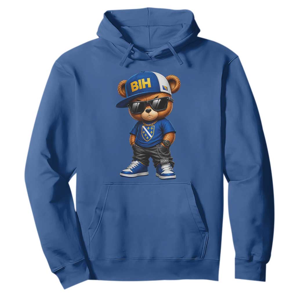 BIH Bosnia Teddy Bear Graphic Hoodie Golden Lily Heritage Urban Streetwear Style