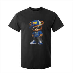 BIH Bosnia Teddy Bear Graphic T Shirt For Kid Golden Lily Heritage Urban Streetwear Style