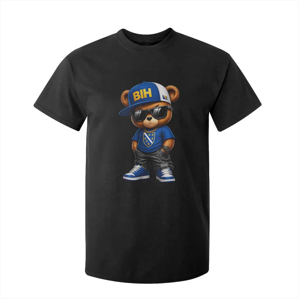 BIH Bosnia Teddy Bear Graphic T Shirt For Kid Golden Lily Heritage Urban Streetwear Style