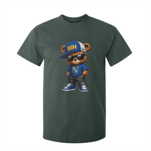 BIH Bosnia Teddy Bear Graphic T Shirt For Kid Golden Lily Heritage Urban Streetwear Style