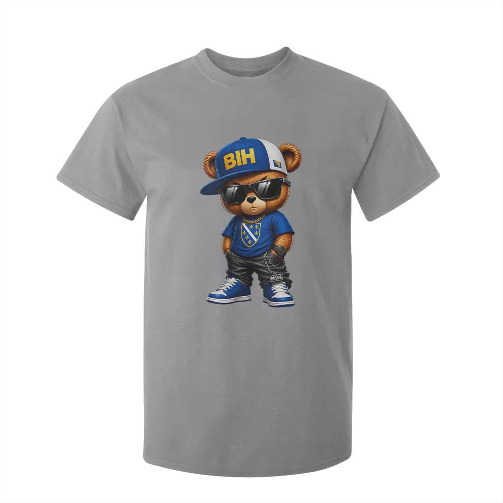 BIH Bosnia Teddy Bear Graphic T Shirt For Kid Golden Lily Heritage Urban Streetwear Style