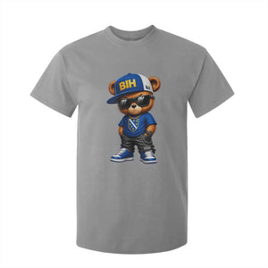 BIH Bosnia Teddy Bear Graphic T Shirt For Kid Golden Lily Heritage Urban Streetwear Style
