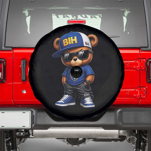 BIH Bosnia Teddy Bear Graphic Spare Tire Cover Golden Lily Heritage Urban Streetwear Style