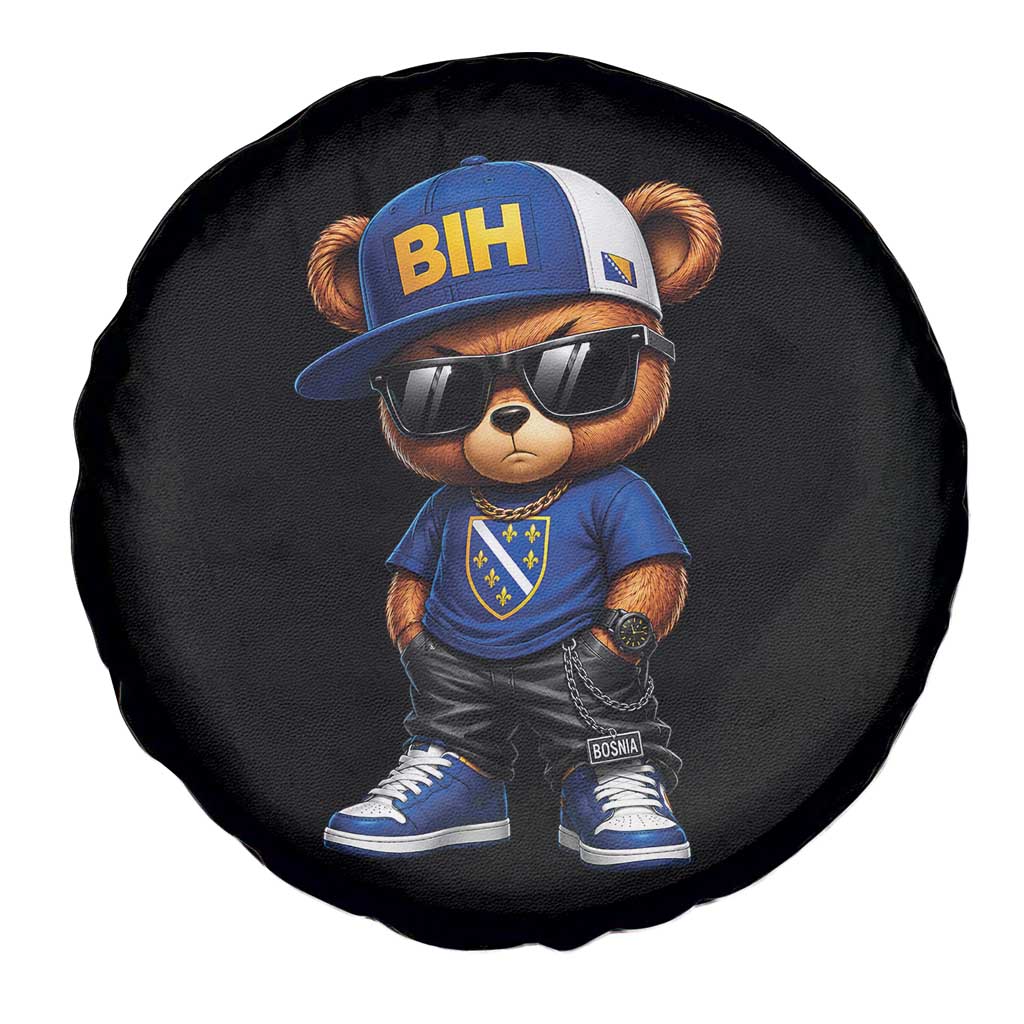 BIH Bosnia Teddy Bear Graphic Spare Tire Cover Golden Lily Heritage Urban Streetwear Style