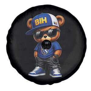 BIH Bosnia Teddy Bear Graphic Spare Tire Cover Golden Lily Heritage Urban Streetwear Style
