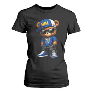 BIH Bosnia Teddy Bear Graphic T Shirt For Women Golden Lily Heritage Urban Streetwear Style