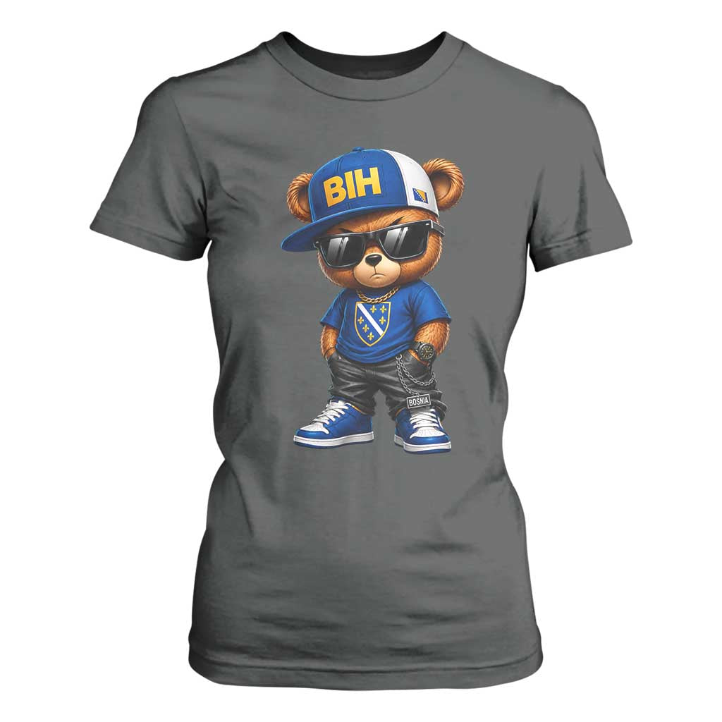 BIH Bosnia Teddy Bear Graphic T Shirt For Women Golden Lily Heritage Urban Streetwear Style