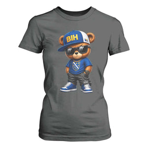BIH Bosnia Teddy Bear Graphic T Shirt For Women Golden Lily Heritage Urban Streetwear Style