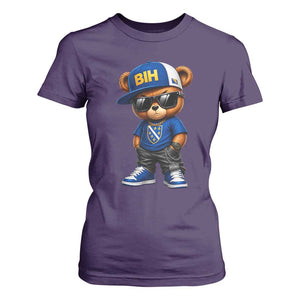 BIH Bosnia Teddy Bear Graphic T Shirt For Women Golden Lily Heritage Urban Streetwear Style