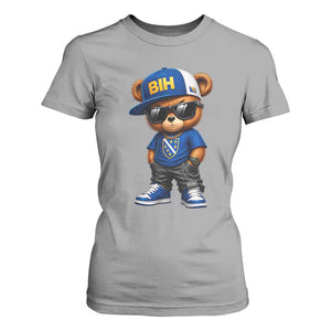 BIH Bosnia Teddy Bear Graphic T Shirt For Women Golden Lily Heritage Urban Streetwear Style