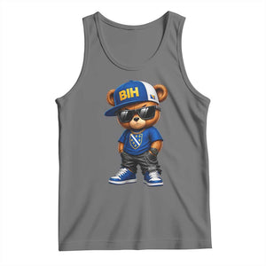 BIH Bosnia Teddy Bear Graphic Tank Top Golden Lily Heritage Urban Streetwear Style
