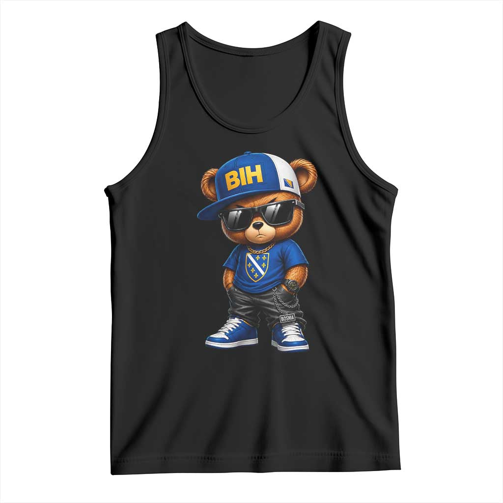 BIH Bosnia Teddy Bear Graphic Tank Top Golden Lily Heritage Urban Streetwear Style