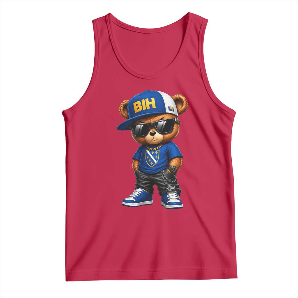 BIH Bosnia Teddy Bear Graphic Tank Top Golden Lily Heritage Urban Streetwear Style