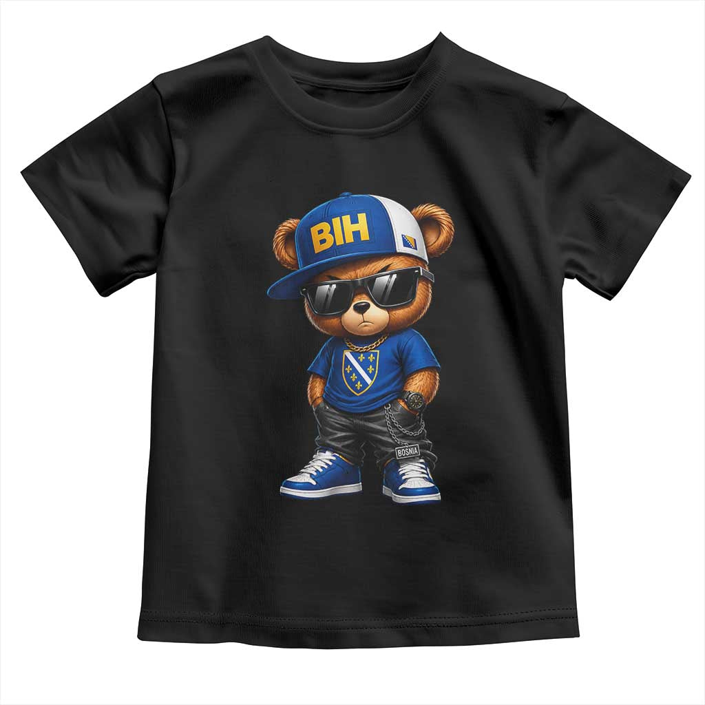 BIH Bosnia Teddy Bear Graphic Toddler T Shirt Golden Lily Heritage Urban Streetwear Style