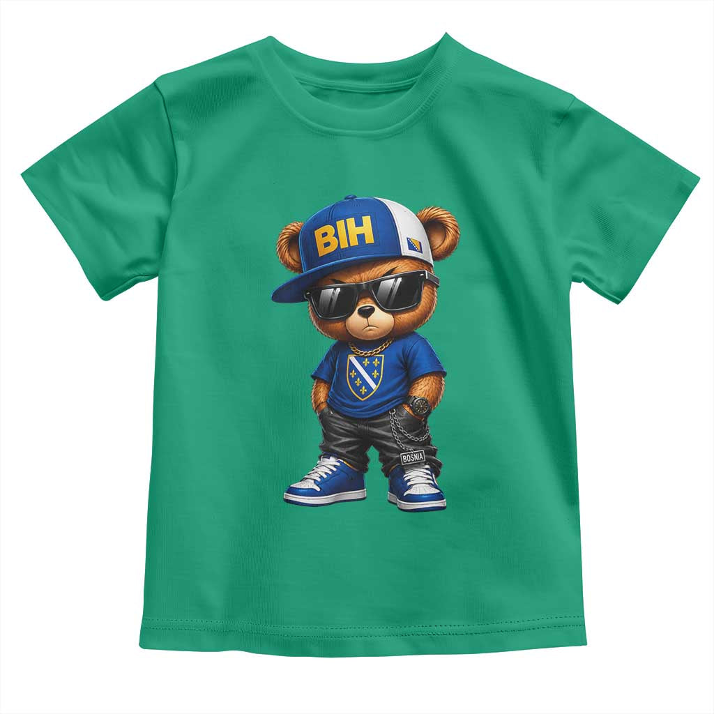 BIH Bosnia Teddy Bear Graphic Toddler T Shirt Golden Lily Heritage Urban Streetwear Style
