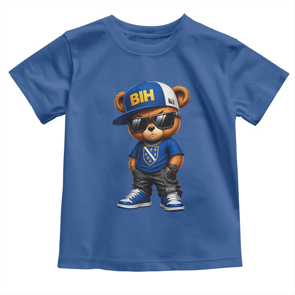 BIH Bosnia Teddy Bear Graphic Toddler T Shirt Golden Lily Heritage Urban Streetwear Style