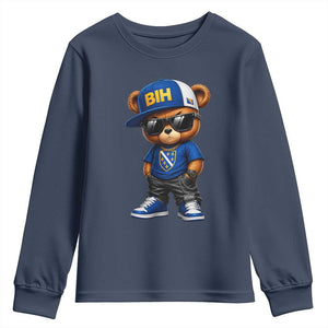 BIH Bosnia Teddy Bear Graphic Youth Sweatshirt Golden Lily Heritage Urban Streetwear Style