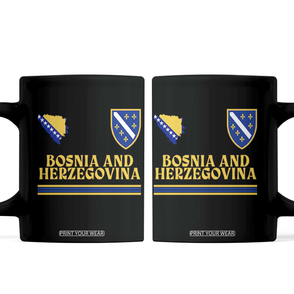 Bosnia Herzegovina Soccer Jersey Style Coffee Mug Country Map Heritage Football Fan