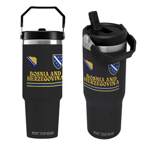 Bosnia Herzegovina Soccer Jersey Style Flip Straw Tumbler Country Map Heritage Football Fan