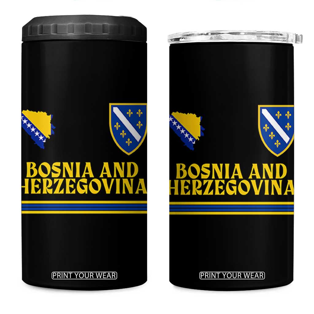 Bosnia Herzegovina Soccer Jersey Style 4 in 1 Can Cooler Tumbler Country Map Heritage Football Fan