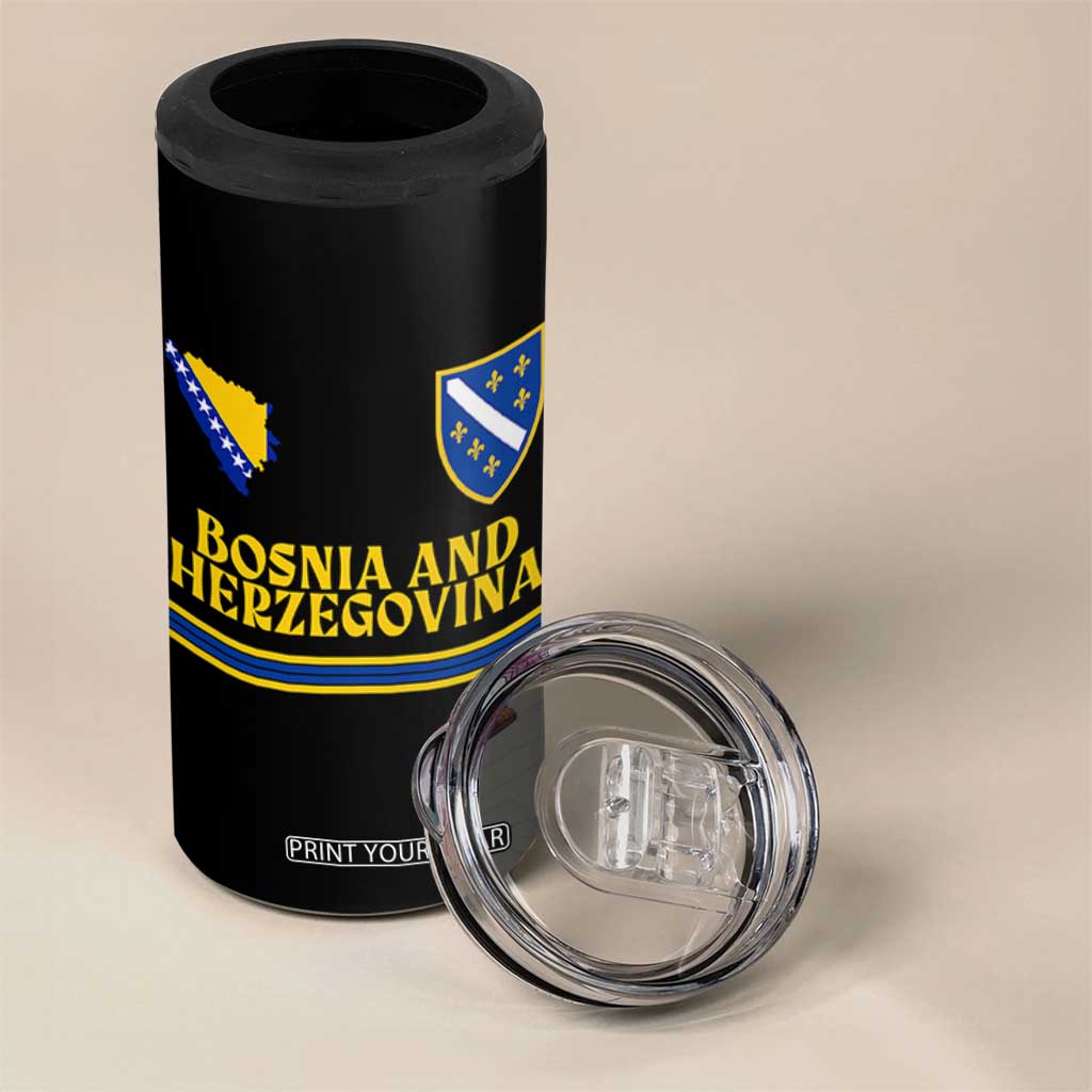 Bosnia Herzegovina Soccer Jersey Style 4 in 1 Can Cooler Tumbler Country Map Heritage Football Fan