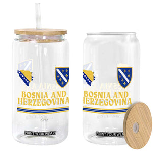 Bosnia Herzegovina Soccer Jersey Style Glass Can Country Map Heritage Football Fan