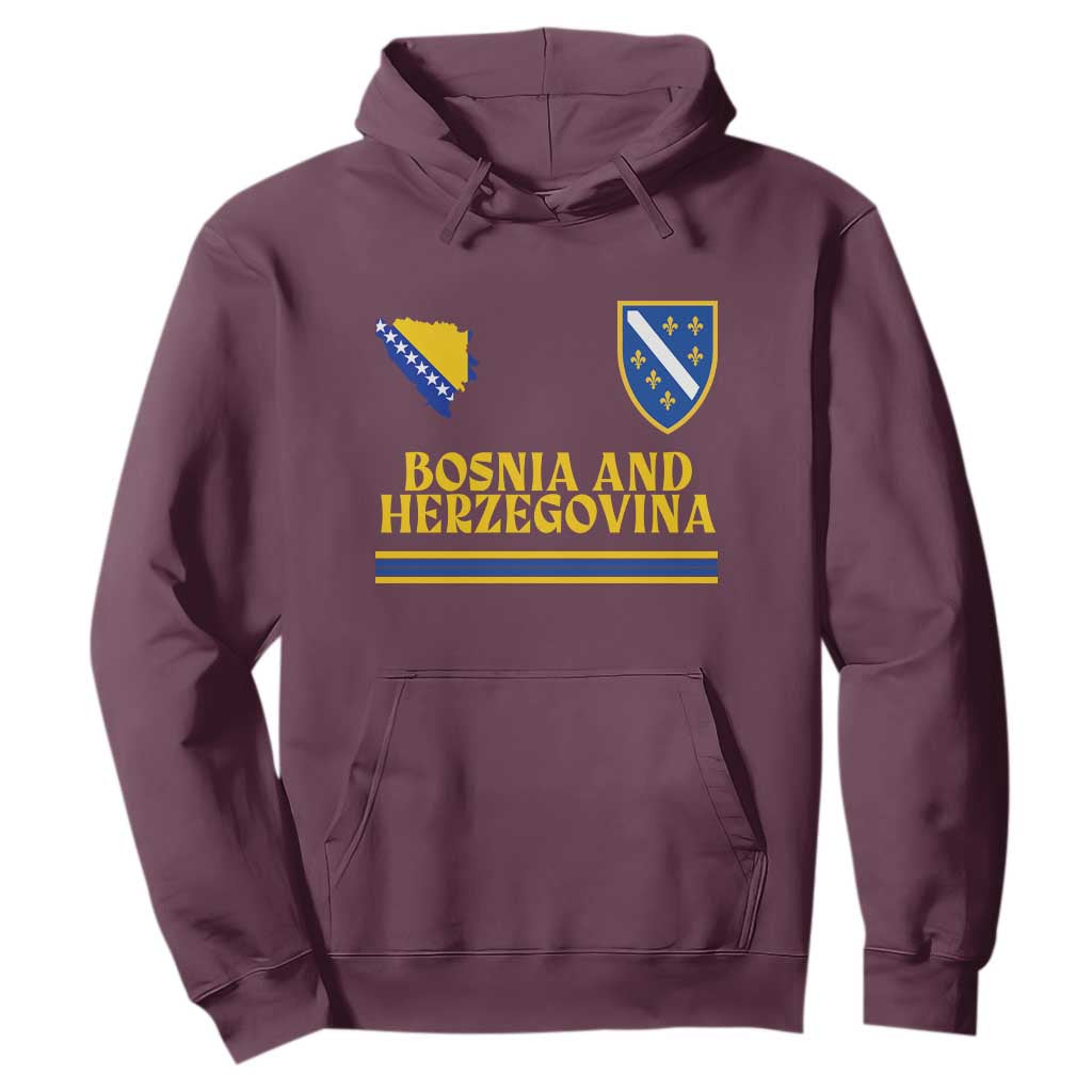 Bosnia Herzegovina Soccer Jersey Style Hoodie Country Map Heritage Football Fan TS02 Maroon Print Your Wear