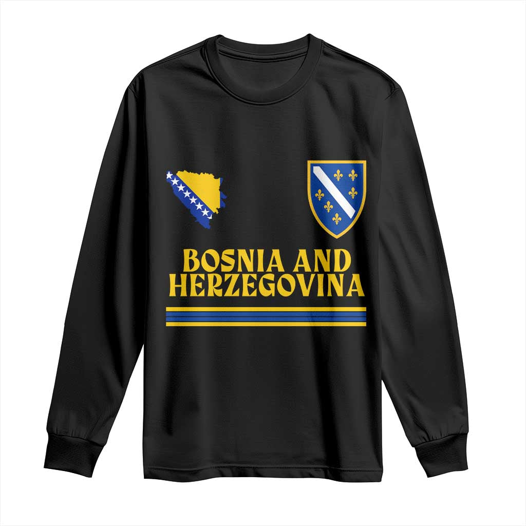 Bosnia Herzegovina Soccer Jersey Style Long Sleeve Shirt Country Map Heritage Football Fan TS02 Black Print Your Wear