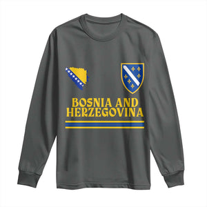 Bosnia Herzegovina Soccer Jersey Style Long Sleeve Shirt Country Map Heritage Football Fan TS02 Dark Heather Print Your Wear