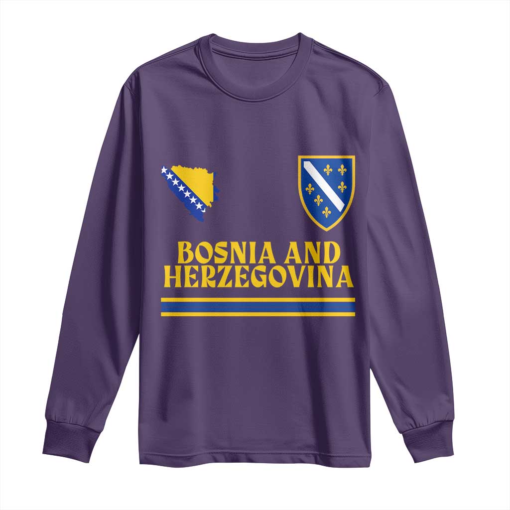 Bosnia Herzegovina Soccer Jersey Style Long Sleeve Shirt Country Map Heritage Football Fan TS02 Purple Print Your Wear